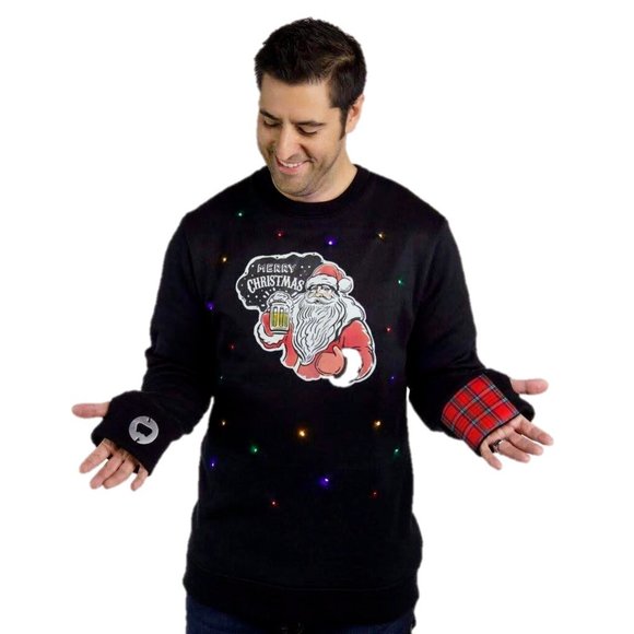 Mens Santa Light Up Ugly Christmas Sweater - Picture 2 of 6